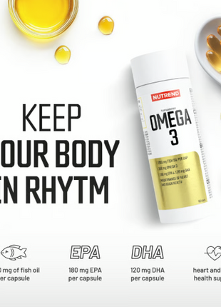 Nutrend Omega 3 60 Cápsulas | Ácidos Grasos EPA & DHA · Salud Cardiovascular y Cerebral