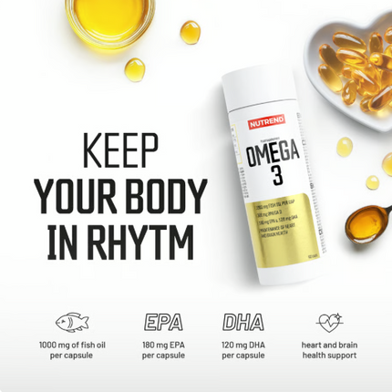 Nutrend Omega 3 60 Cápsulas | Ácidos Grasos EPA & DHA · Salud Cardiovascular y Cerebral