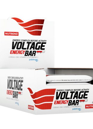 Nutrend Voltage Energy Bar con Cafeína 65 g Caja de 25 Barras Energética para Rendimiento y Concentración