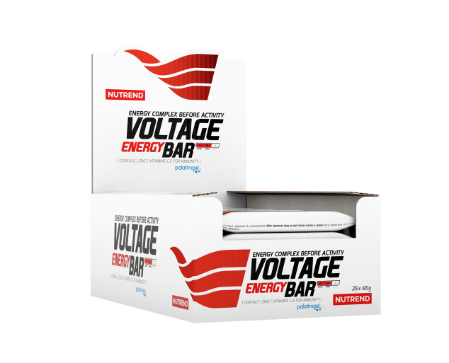 Nutrend Voltage Energy Bar con Cafeína 65 g Caja de 25 Barras Energética para Rendimiento y Concentración